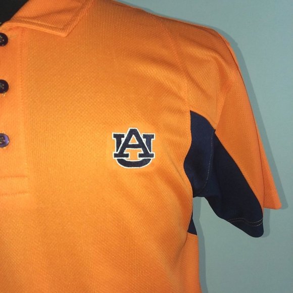 AUBURN Tigers Mesh Polo Shirt SM MED Orange Blue Logo - Picture 9 of 12